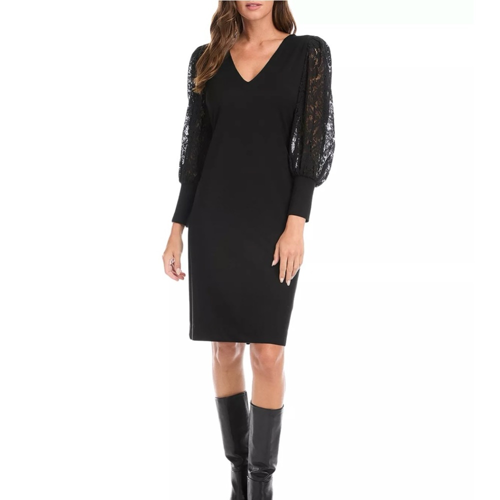 Karen Kane V-Neck Lace Long Sleeve A-Line Dress  Sz Small NWT $158
